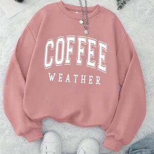 Women's Cozy Coffee Print Long Sleeve Sweatshirt,
